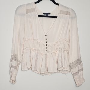 American eagle ruffled long sleeve shirt size XS